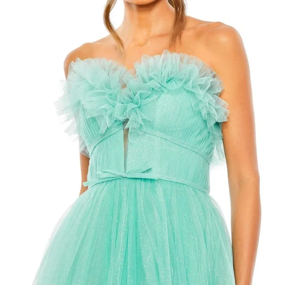NWT Mac Duggal Aqua Strapless Prom Dress SIZE 4 - Picture 3 of 4
